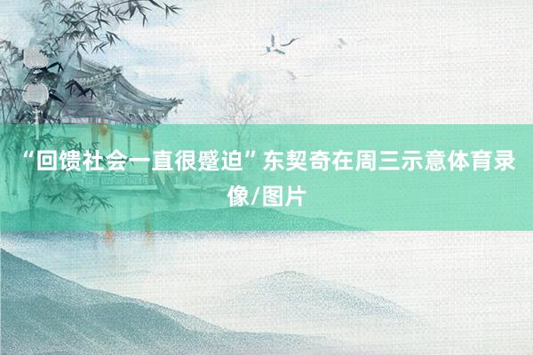 “回馈社会一直很蹙迫”东契奇在周三示意体育录像/图片