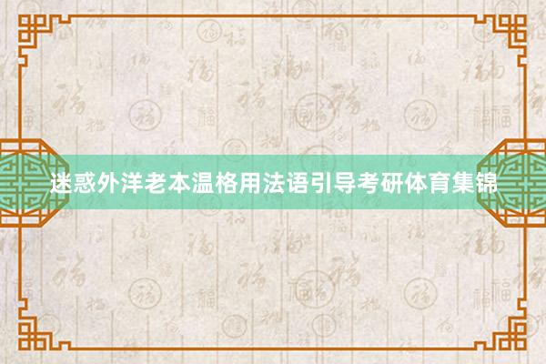 迷惑外洋老本温格用法语引导考研体育集锦