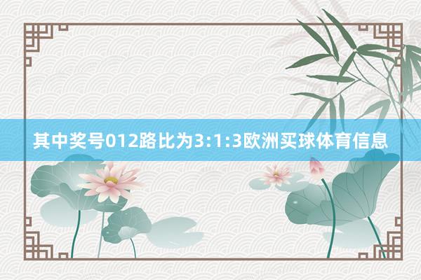 其中奖号012路比为3:1:3欧洲买球体育信息