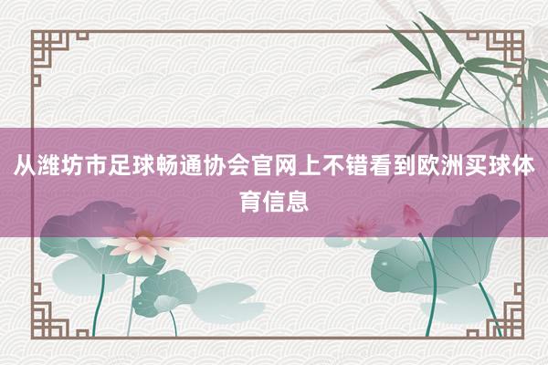 从潍坊市足球畅通协会官网上不错看到欧洲买球体育信息