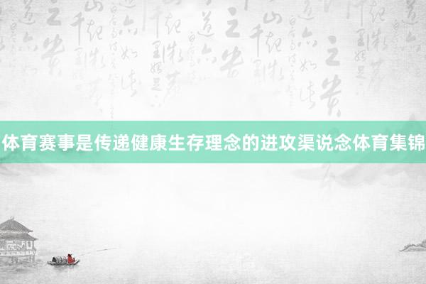 体育赛事是传递健康生存理念的进攻渠说念体育集锦