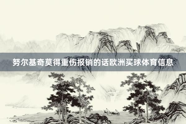 努尔基奇莫得重伤报销的话欧洲买球体育信息
