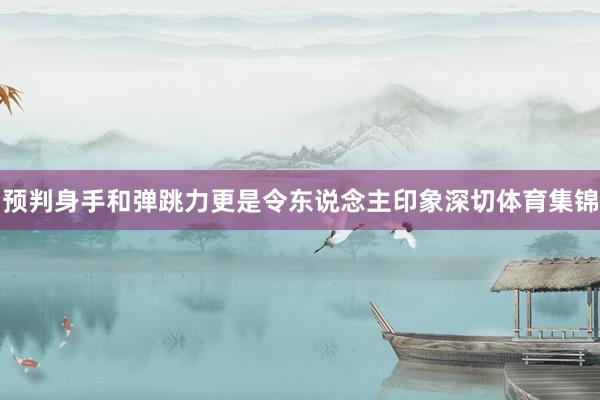 预判身手和弹跳力更是令东说念主印象深切体育集锦