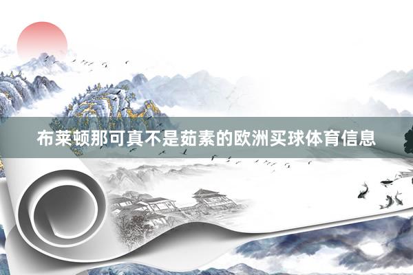 布莱顿那可真不是茹素的欧洲买球体育信息