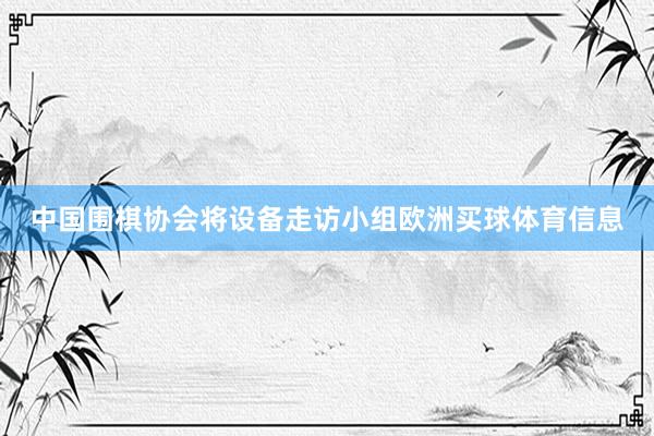 中国围棋协会将设备走访小组欧洲买球体育信息